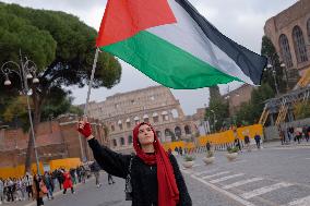 Demonstration To Call For A Ceasefire In The Conflict Between Israel And Hamas In Rome