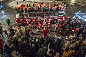 RUSSIA-ST. PETERSBURG-BUS-FATHER FROST