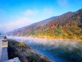 Misty Qingshui River in Jinping