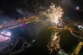 A Fireworks Show Welcome The New Year in Nanjing