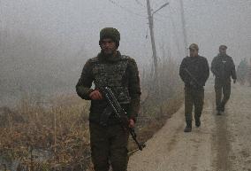 Indian Policemen Patrol In Srinagar