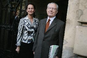 Segolene Royal receives Jacques Delors in Paris