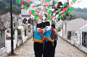 Traditional Dance Of The Negritos Celebrate  In The State Of Puebla