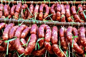 Sausages Drying in Winter