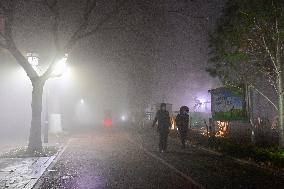 A Fog-shrouded Street in Qingzhou