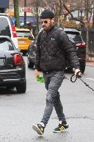 Justin Theroux Walks His Dog - NYC