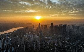 Wuxiang New District at Sunrise in Nanning