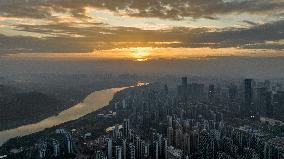 Wuxiang New District at Sunrise in Nanning