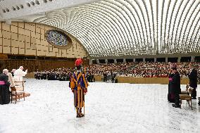 Pope Francis in audience with official student Catholic choral organization