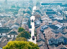 Tourists Visit Zhouzhuang Ancient Town in Suzhou