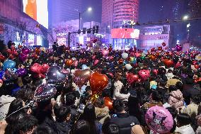 People Gather To Welcome The New Year in Nanjing