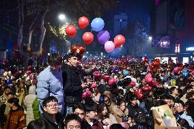 People Gather To Welcome The New Year in Nanjing