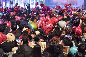 People Gather To Welcome The New Year in Nanjing