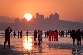 New Year Sunrise at The Seaside in Yantai