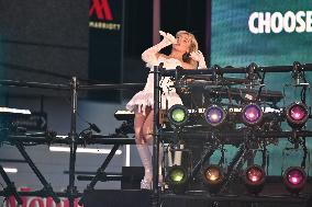Sabrina Carpenter Performs In Times Square For New Year's Eve 2024