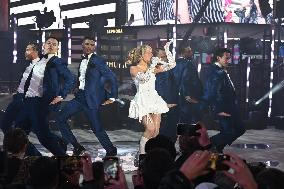 Sabrina Carpenter Performs In Times Square For New Year's Eve 2024