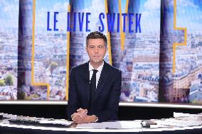 Maxime Switek Presents Le Live Switek On BFMTV Channel - Paris