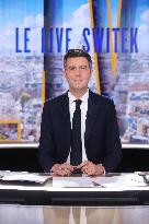 Maxime Switek Presents Le Live Switek On BFMTV Channel - Paris