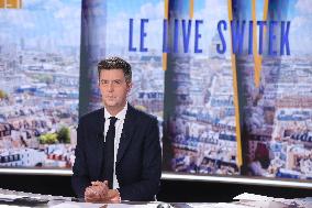 Maxime Switek Presents Le Live Switek On BFMTV Channel - Paris