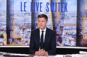 Maxime Switek Presents Le Live Switek On BFMTV Channel - Paris