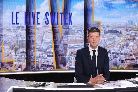 Maxime Switek Presents Le Live Switek On BFMTV Channel - Paris