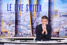 Maxime Switek Presents Le Live Switek On BFMTV Channel - Paris