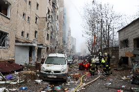 Consequences of Russian missile attack in Kyiv