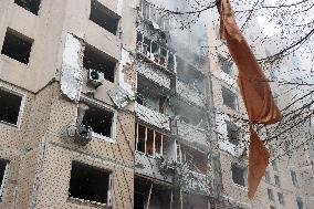 Consequences of Russian missile attack in Kyiv