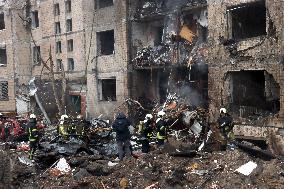 Consequences of Russian missile attack in Kyiv