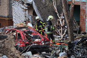 Consequences of Russian missile attack in Kyiv