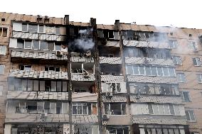 Consequences of Russian missile attack in Kyiv