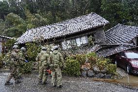 Aftermath of strong earthquake in central Japan