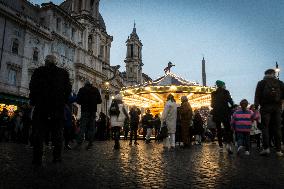 The Traditional Befana Market In Piazza Navona