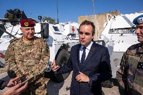 Sebastien Lecornu visits the UNIFL military base of Deir Kifa - Lebanon