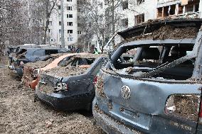 Impact of Russian missile strike on Kyiv region