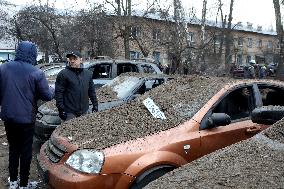 Impact of Russian missile strike on Kyiv region