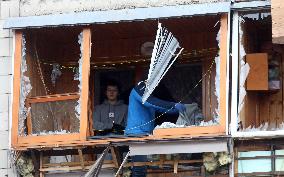 Impact of Russian missile strike on Kyiv region