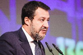 Matteo Salvini Attends A Rally In Milan