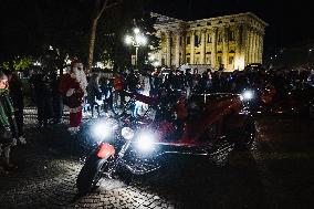 Babbo Natale In Moto Demonstration In Milan