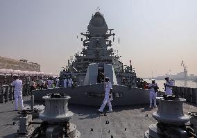 Commissioning Ceremony Of INS Imphal, A Stealth Guided Missile Destroyer And The Third Warship Of Project-15B In Mumbai