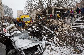 Aftermath of January 2 Russian missile attack in Kyiv