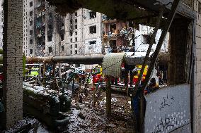 Aftermath of January 2 Russian missile attack in Kyiv