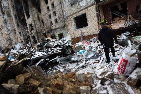 Aftermath of January 2 Russian missile attack in Kyiv