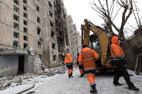 Aftermath of January 2 Russian missile attack in Kyiv