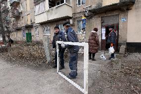 Windows replaced in Dnipro blocks of flats after December 29 Russian missile attack