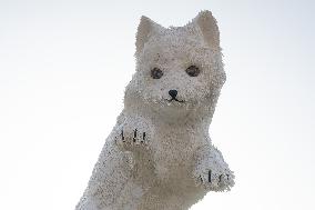 A Giant Arctic Fox Sculpture in Shangha