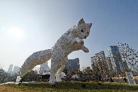 A Giant Arctic Fox Sculpture in Shangha