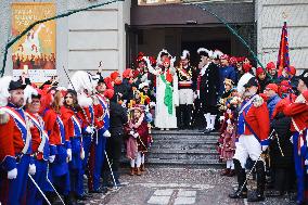 The Historical Reenactments During The Historical Carnival Of Ivrea