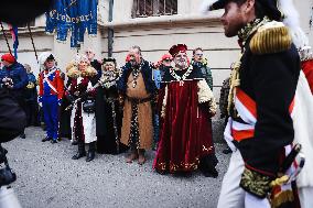 The Historical Reenactments During The Historical Carnival Of Ivrea