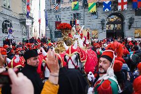 The Historical Reenactments During The Historical Carnival Of Ivrea